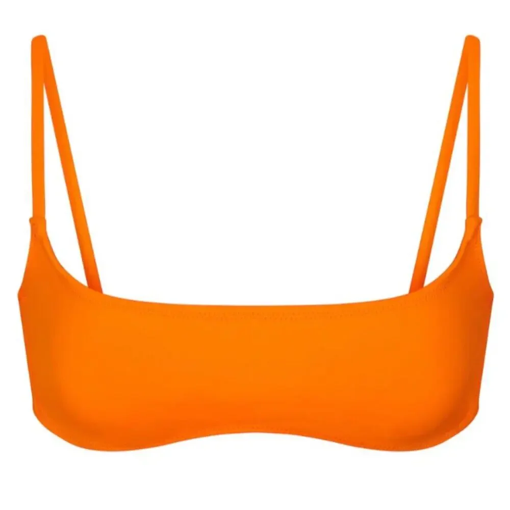 Nwt SKIMS Halter Scoop Bikini Top Tangerine Size L